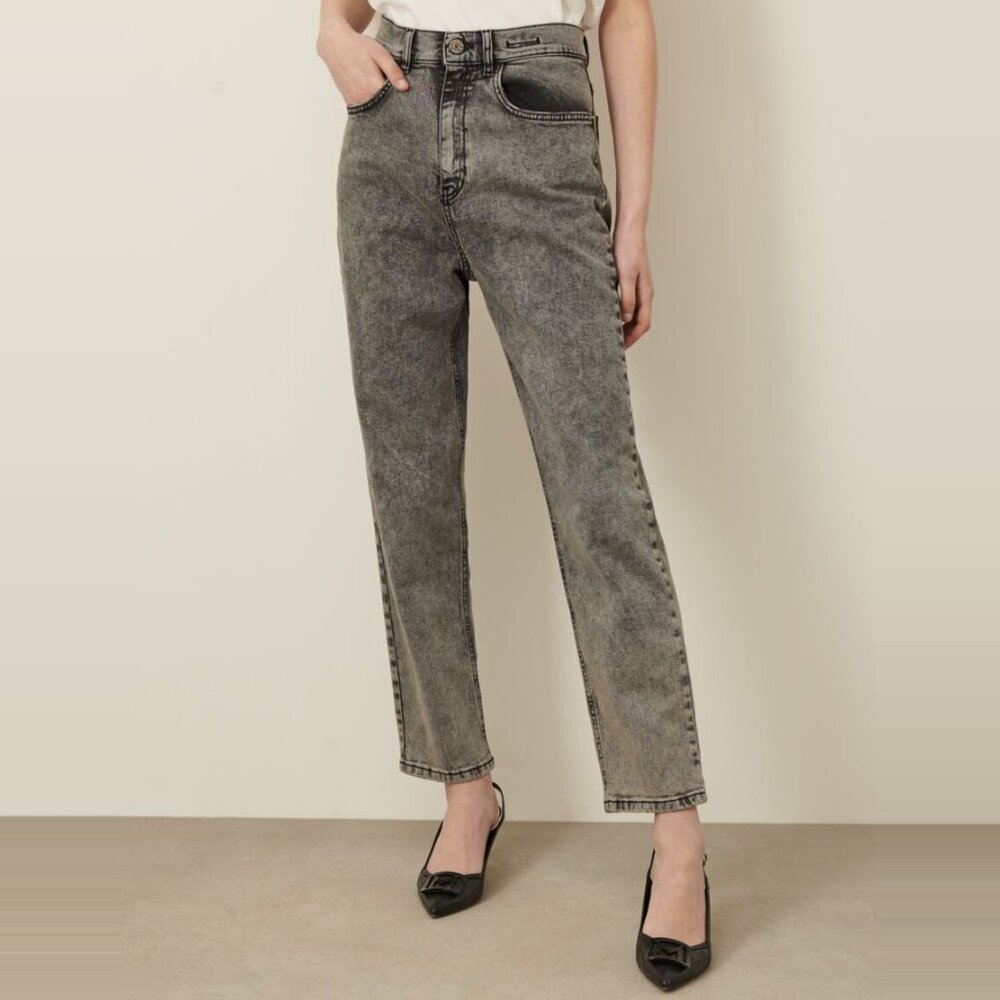 MARELLA High Rise Washed Charcoal Straight Mom Jeans Size 8